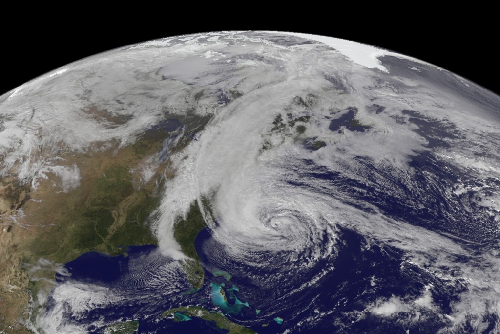 The Geostationary Operational Environmental Satellite 13 (GOES-13) captured this natural-color image of Hurricane Sandy